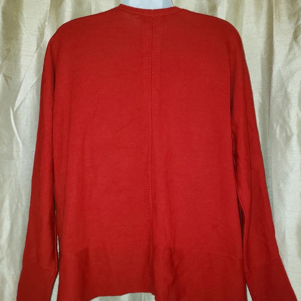 NWOT Coldwater Creek red open front Merino wool cardigan sweater Womens …_6